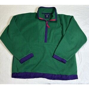 Gap Cold Tested Arctic Light Fleece Men’s XL Green 1/2 Zip Pullover Sweater VTG
